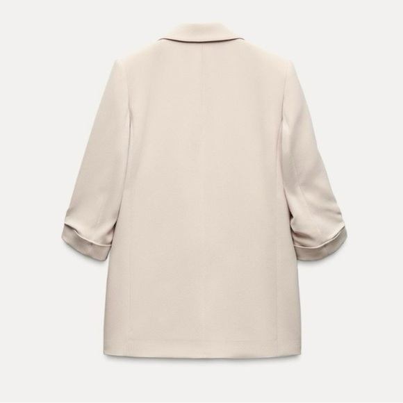 Zara Sand Open Front Blazer with Rolled-Up Sleeves M - Picture 3 of 9